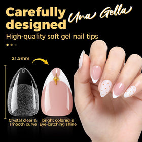 UNA GELLA Short Almond Gel Nail Tips in hand