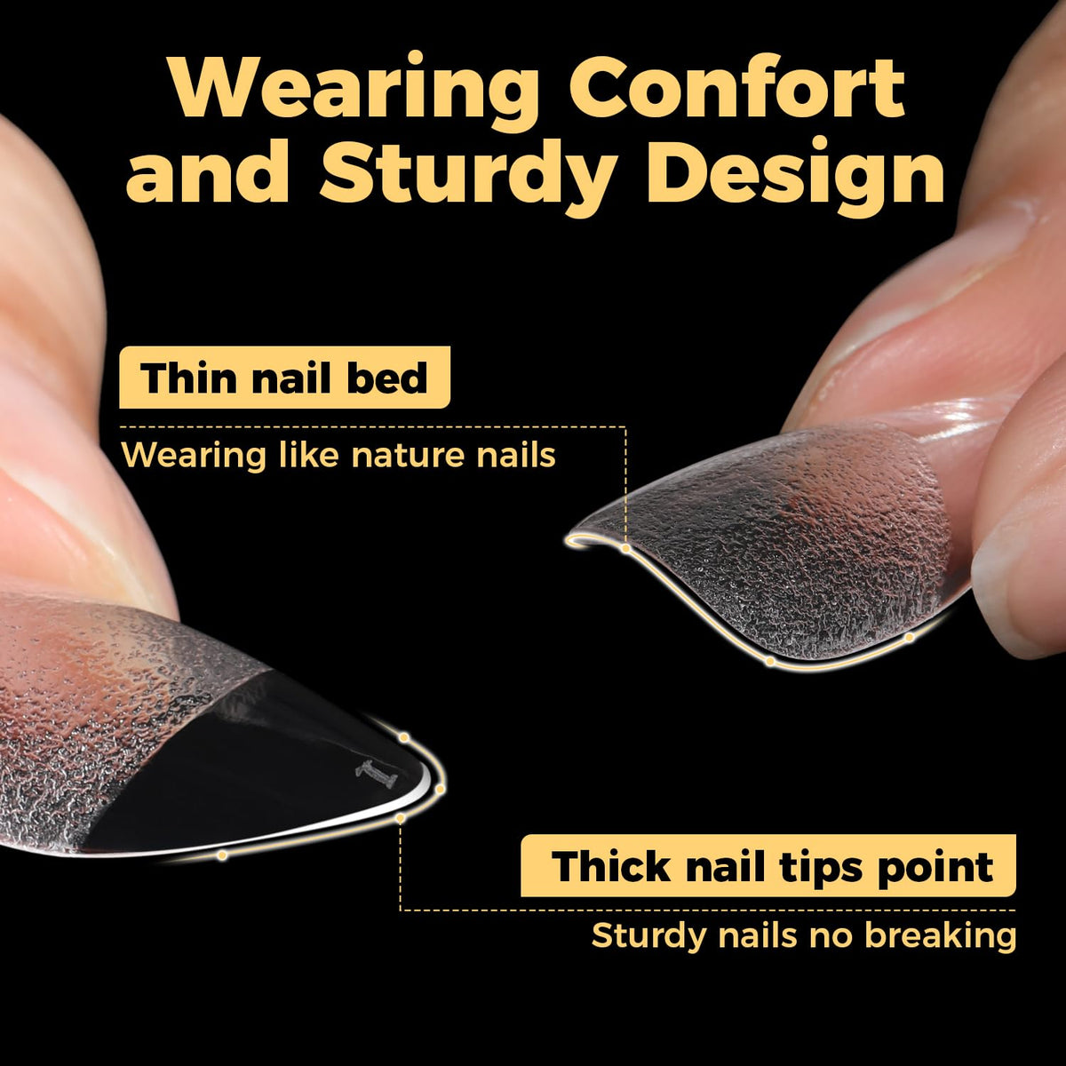 UNA GELLA Short Almond Gel Nail Tips showing soak-off process