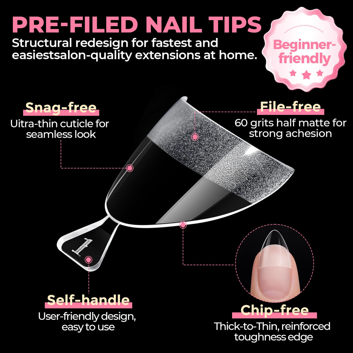 UNA GELLA Short Almond Gel Nail Tips with nail art accessories