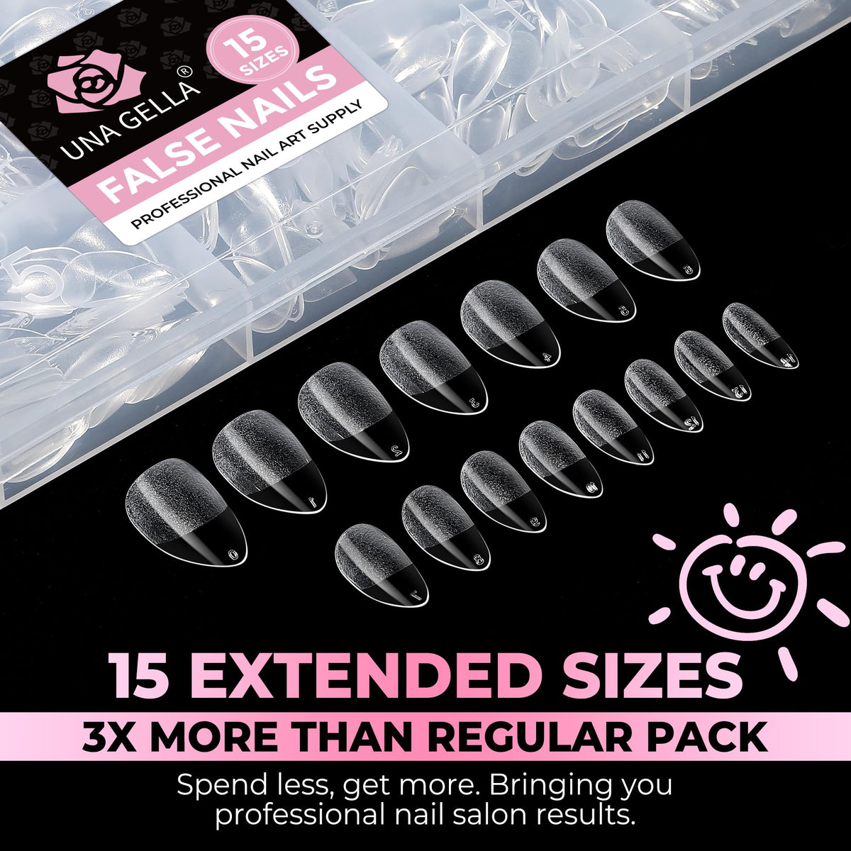 UNA GELLA Short Almond Nail Tips 450PCS application process