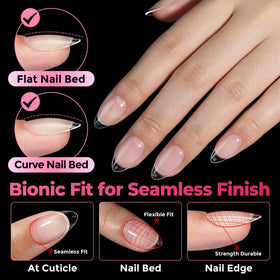 UNA GELLA Short Almond Nail Tips 450PCS close-up of tips