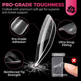 UNA GELLA Short Almond Nail Tips 450PCS displayed in various sizes