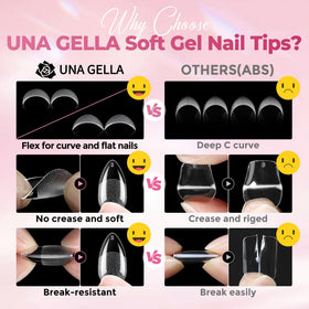 UNA GELLA Short Almond Nail Tips 450PCS on a hand