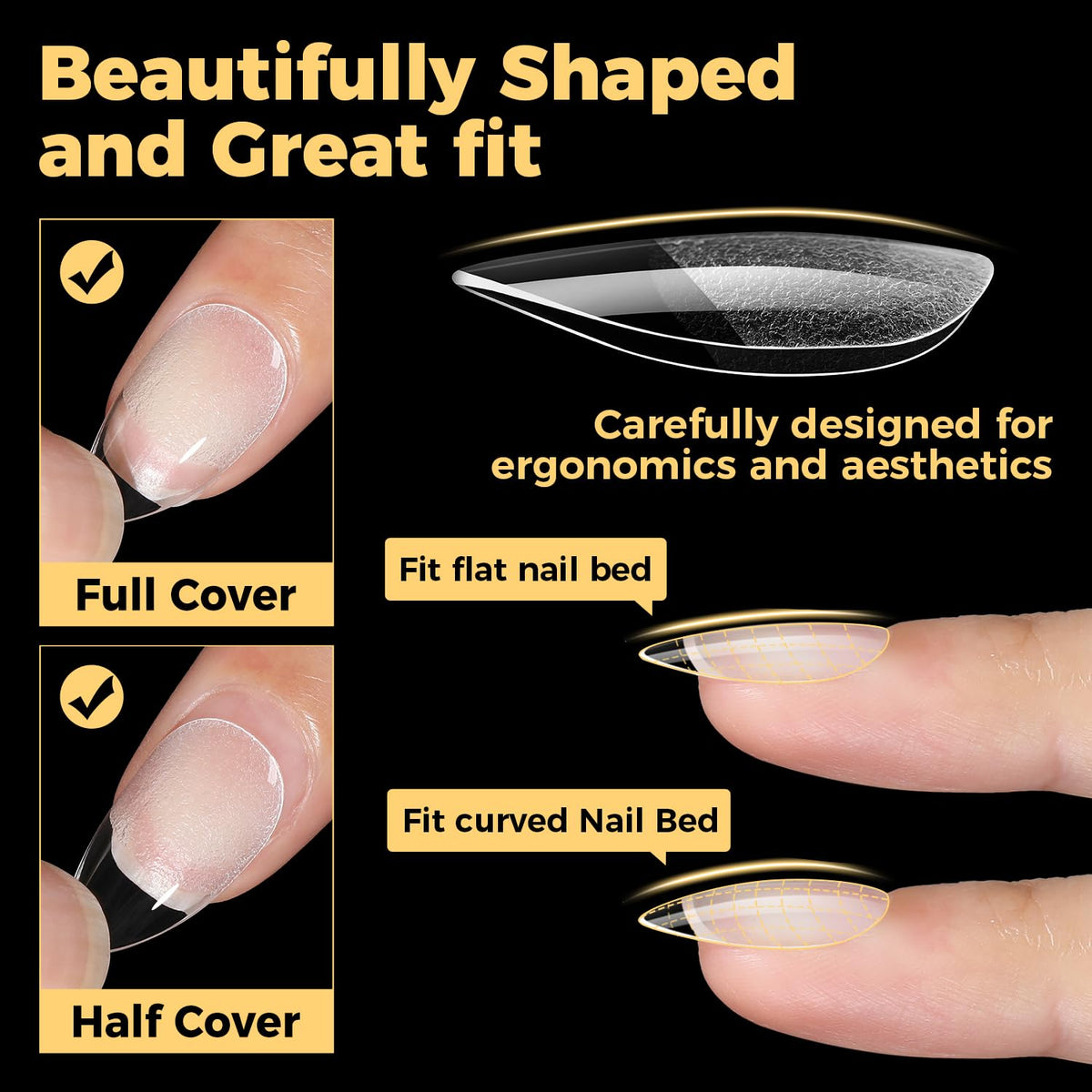 UNA GELLA Short Almond Nail Tips in packaging