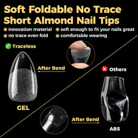 UNA GELLA Short Almond Nail Tips with acetone for soak-off