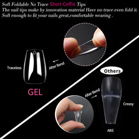 UNA GELLA Short Coffin Gel Nail Tips trimmed for customization