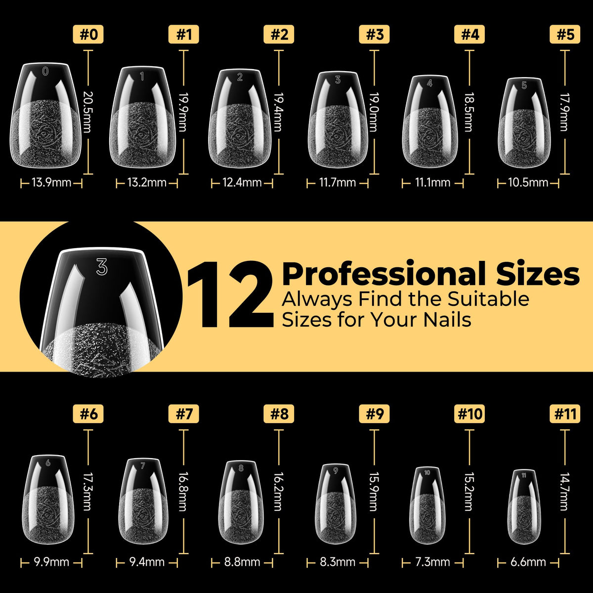 UNA GELLA Short Coffin Nail Tips on a hand