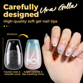 UNA GELLA Short Coffin Nail Tips showing soak-off feature