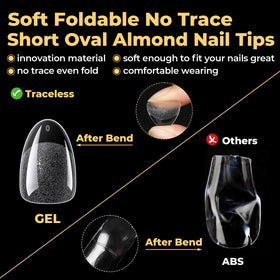 UNA GELLA Short Oval Almond Nail Tips with acetone
