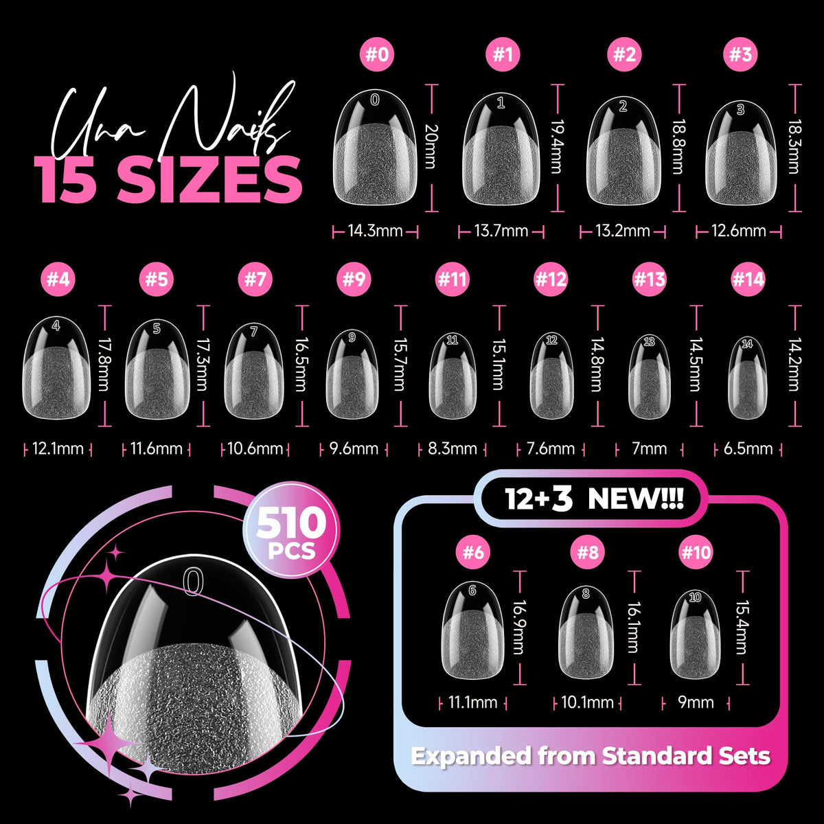 UNA GELLA Short Oval Nail Tips 15 sizes packaging