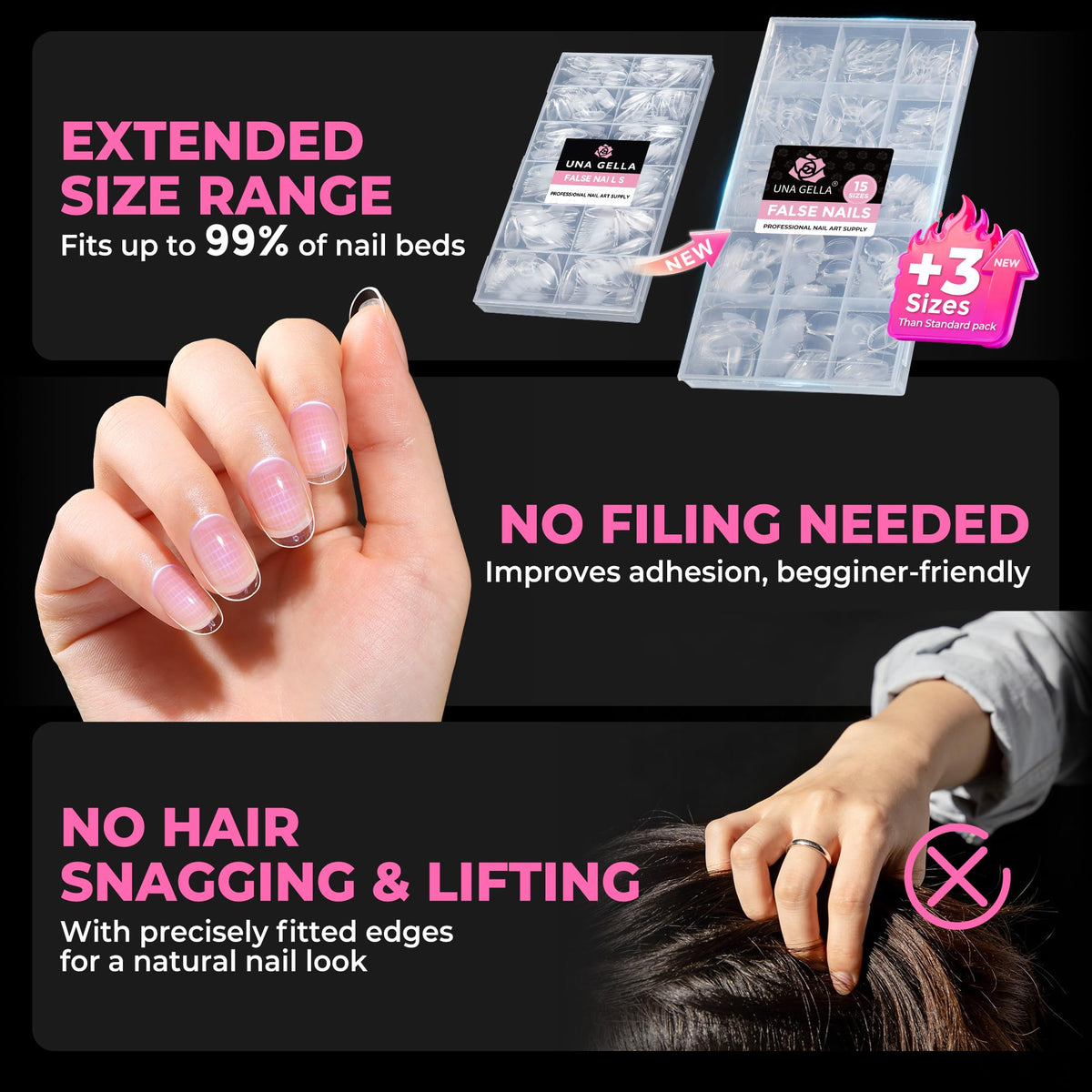 UNA GELLA Short Oval Nail Tips in short oval shape