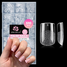 UNA GELLA Short Square Gel Nail Tips 510Pcs package front view