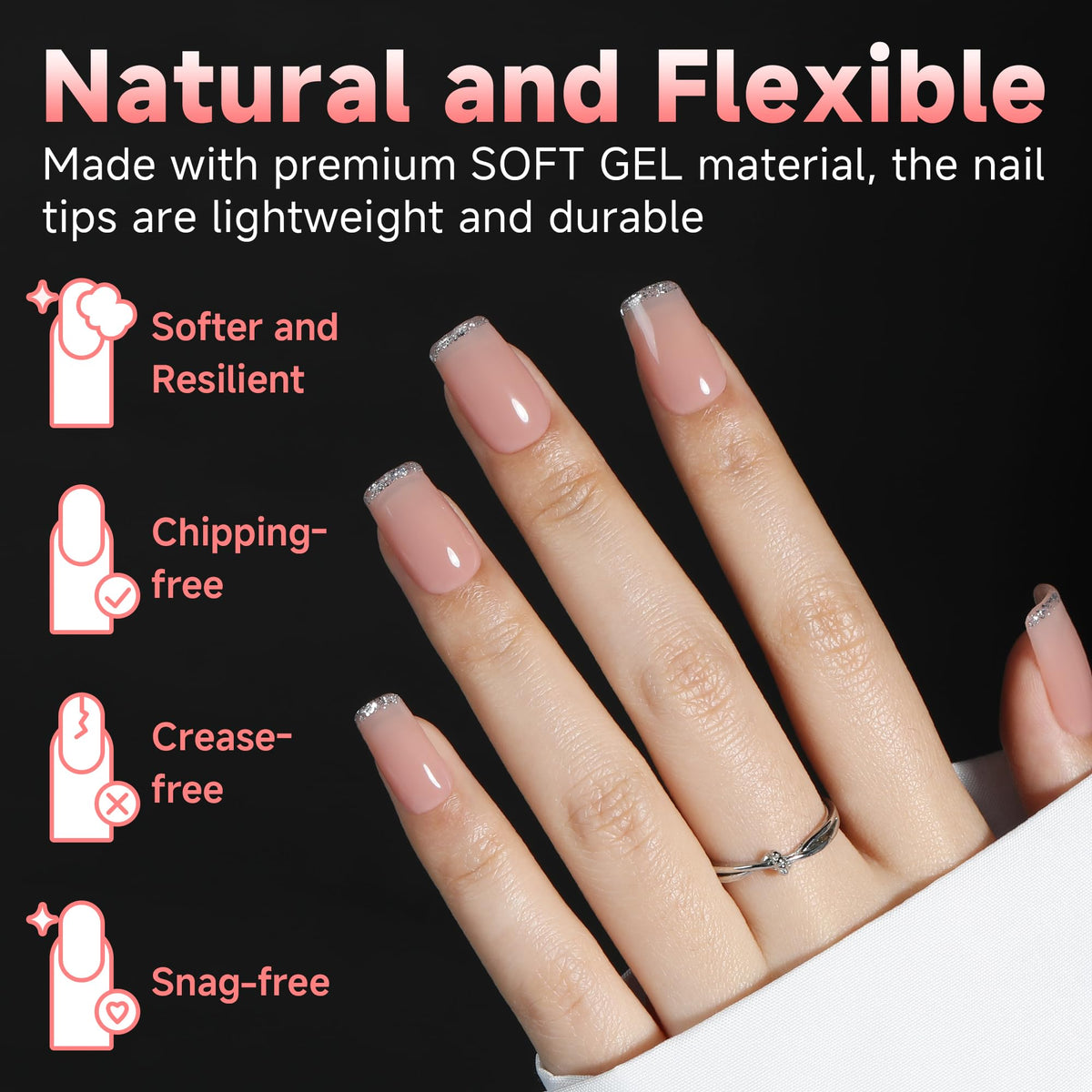UNA GELLA Short Square Gel Nail Tips close-up of texture