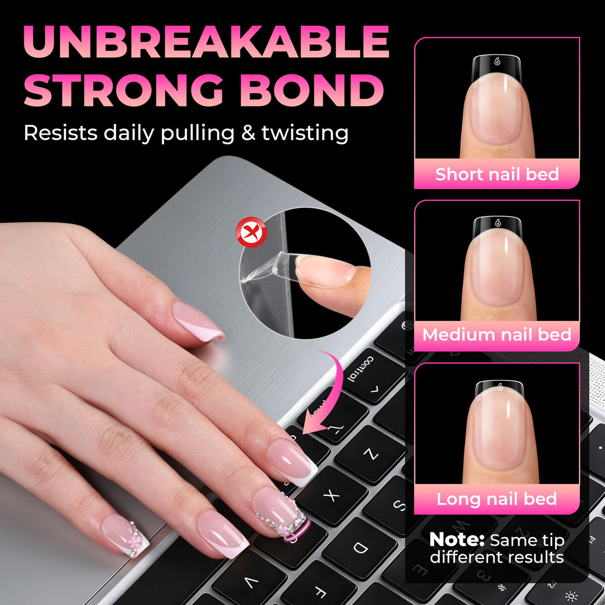 UNA GELLA Short Square Gel Nail Tips displayed in a nail salon