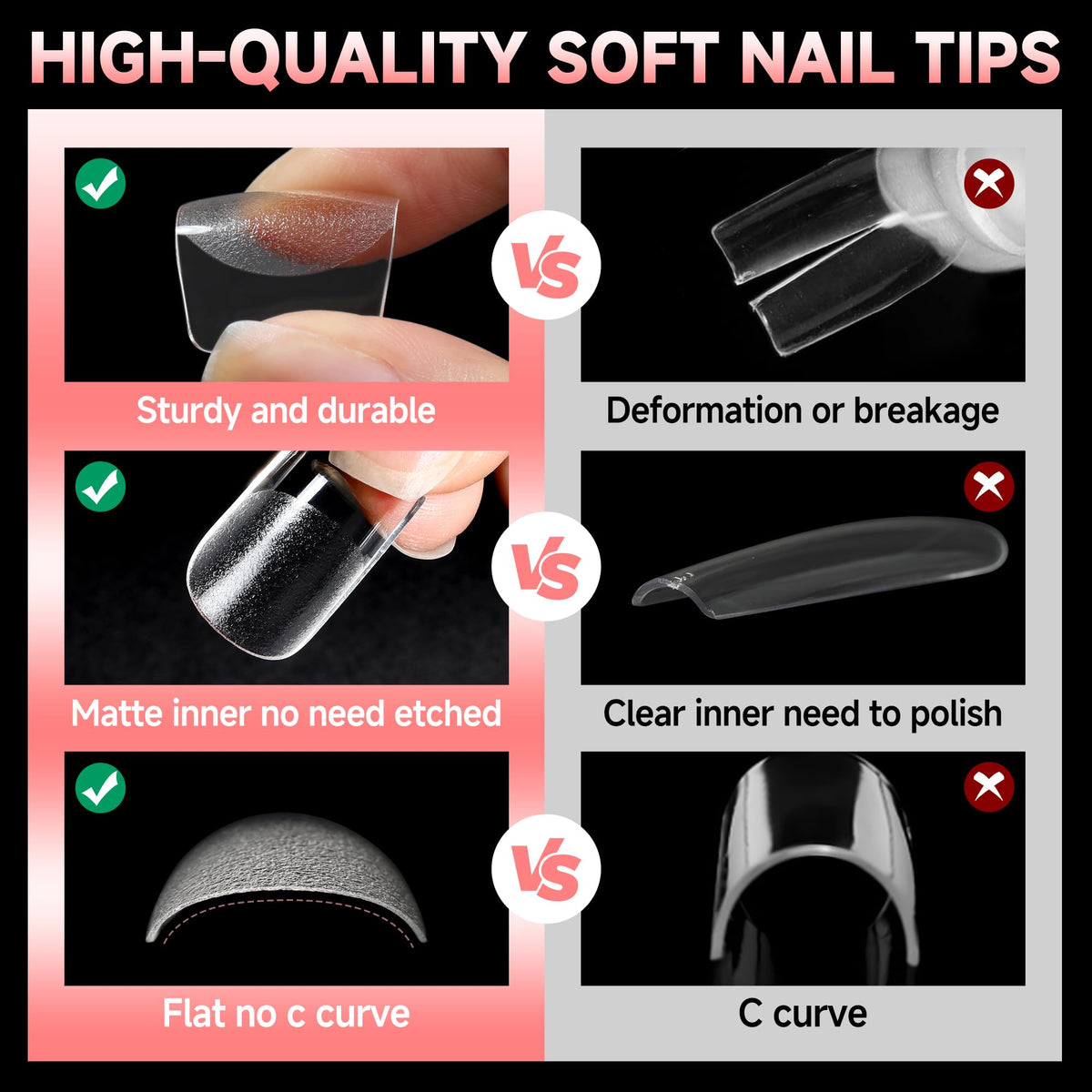 UNA GELLA Short Square Gel Nail Tips displayed with nail polish