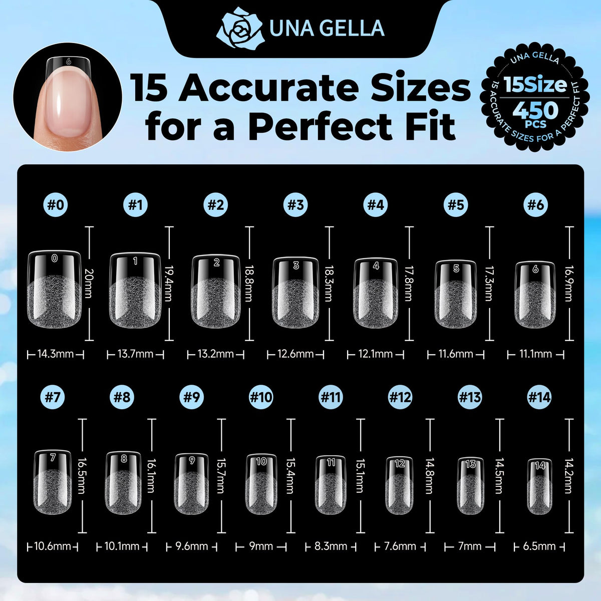 UNA GELLA Short Square Gel Nail Tips displayed with nail polish