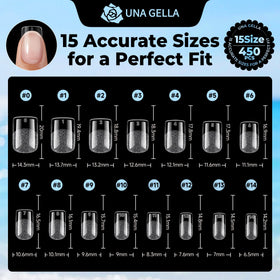 UNA GELLA Short Square Gel Nail Tips displayed with nail polish