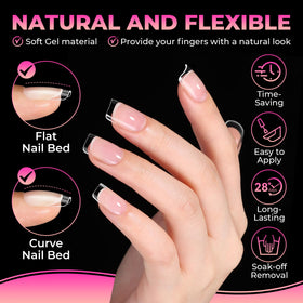 UNA GELLA Short Square Gel Nail Tips half matte surface close-up