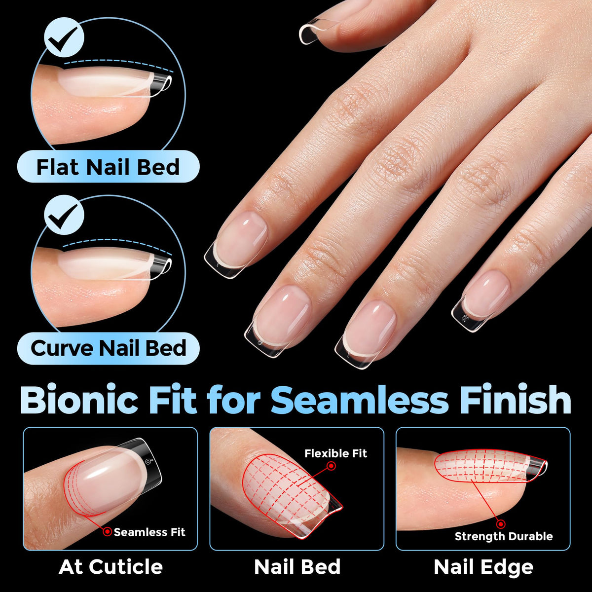 UNA GELLA Short Square Gel Nail Tips in different nail lengths