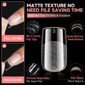 UNA GELLA Short Square Gel Nail Tips in use on nails