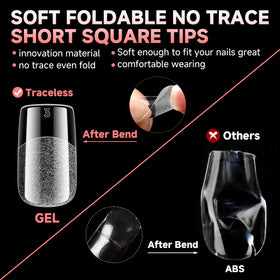 UNA GELLA Short Square Gel Nail Tips showing natural fit