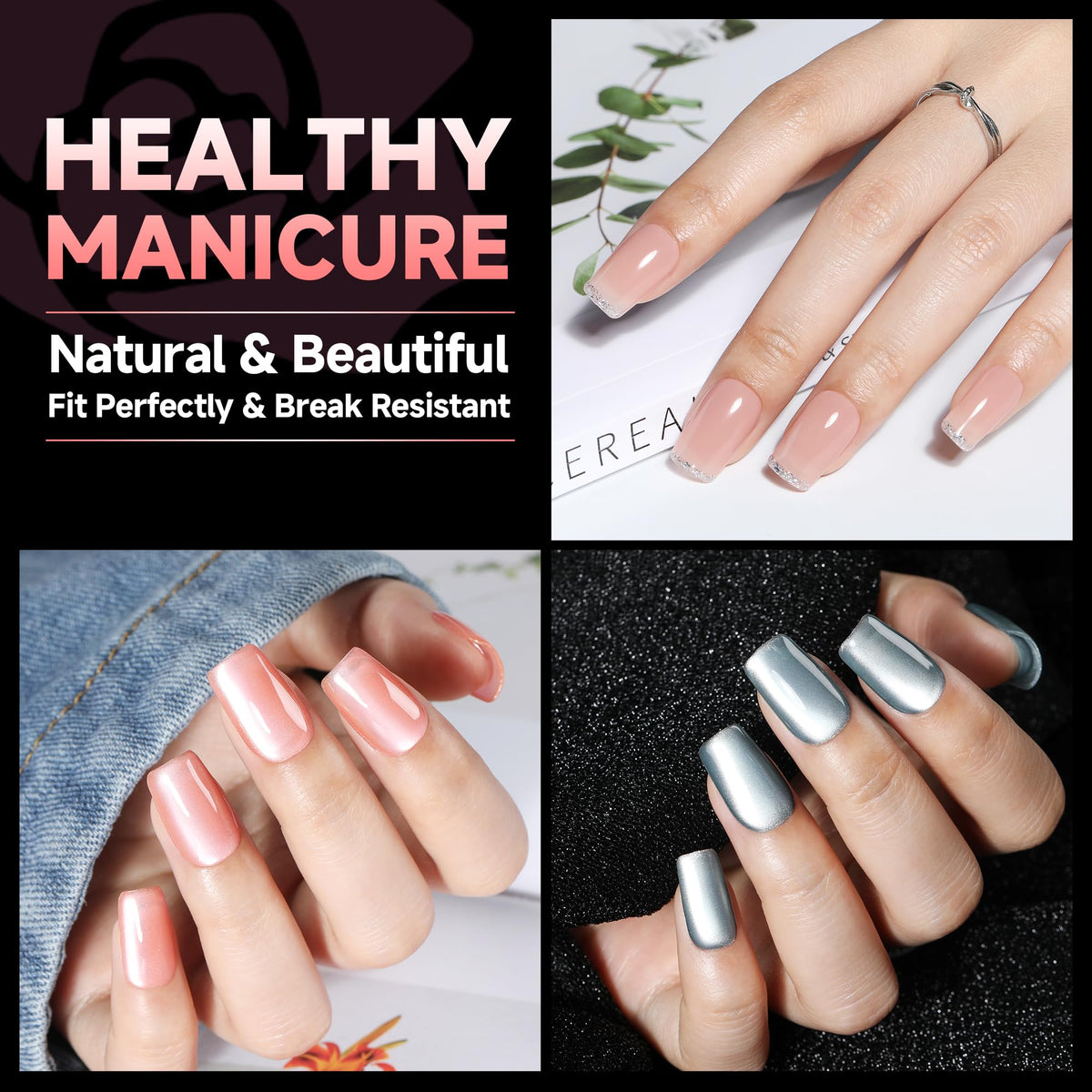 UNA GELLA Short Square Gel Nail Tips side view