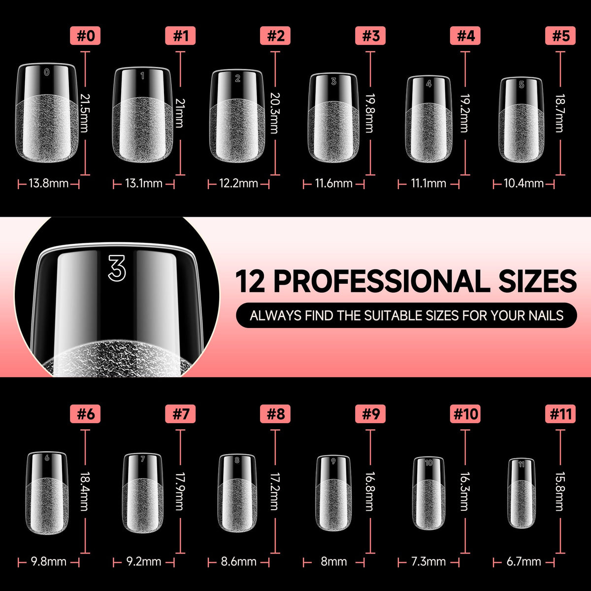 UNA GELLA Short Square Gel Nail Tips with nail art designs