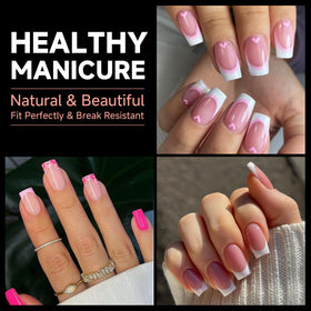 UNA GELLA Short Square Nail Tips displayed on a nail art table