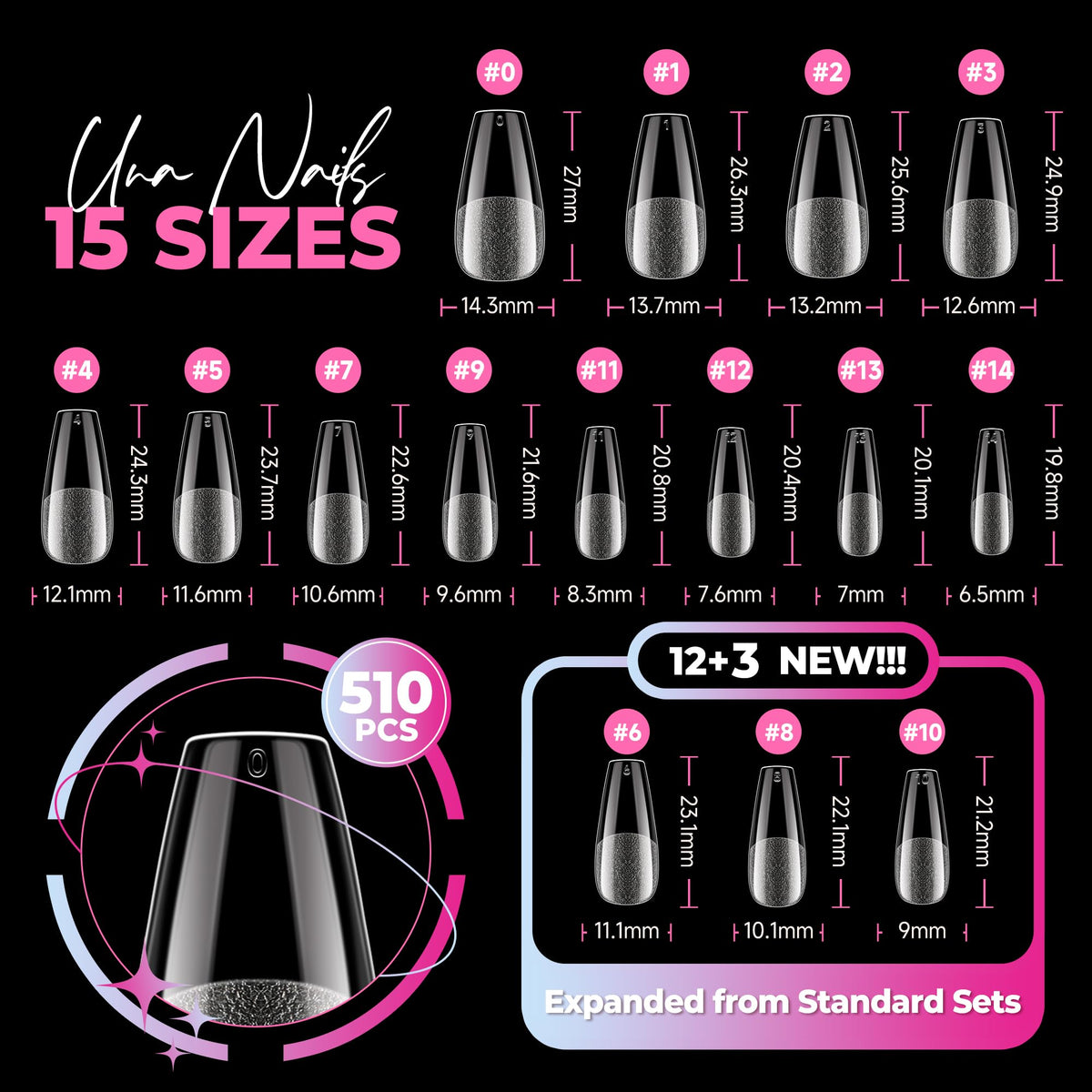 UNA GELLA Soft Gel Medium Coffin Nails Tips applied on nails
