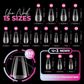 UNA GELLA Soft Gel Medium Coffin Nails Tips applied on nails