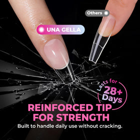 UNA GELLA Soft Gel Medium Coffin Nails Tips showing pre-buffed texture