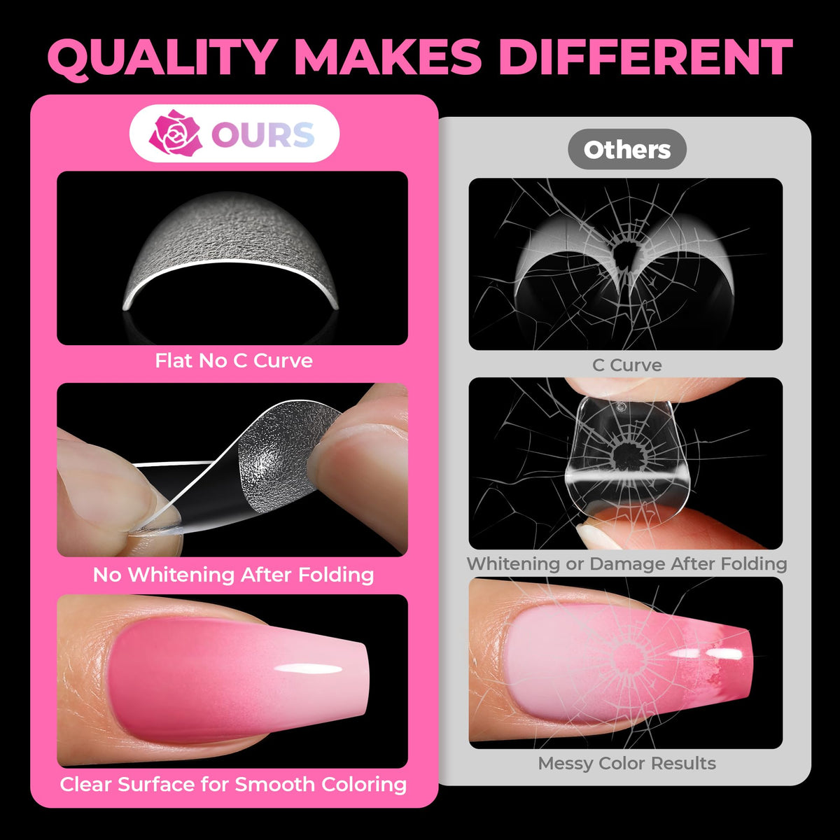 UNA GELLA Soft Gel Medium Coffin Nails Tips with gel nail glue
