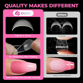 UNA GELLA Soft Gel Medium Coffin Nails Tips with gel nail glue