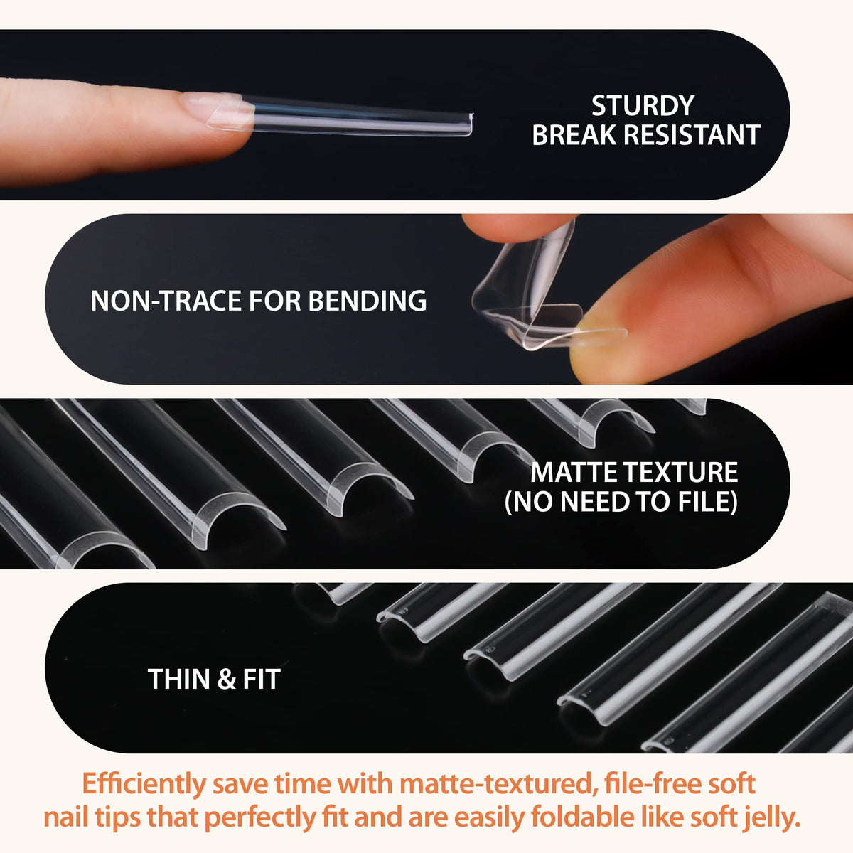 UNA GELLA Soft Gel Nail Tips applied on nails