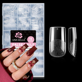 UNA GELLA Square Nail Tips 510Pcs clear full cover front view