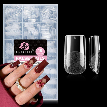 UNA GELLA Square Nail Tips 510Pcs clear full cover front view