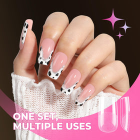 UNA GELLA Square Nail Tips displayed with nail art supplies