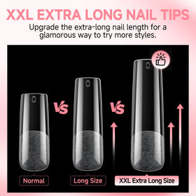 UNA GELLA Square Nail Tips displayed with nail glue
