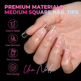 UNA GELLA Square Nail Tips medium square shape close-up