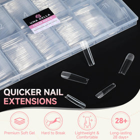 UNA GELLA Square Nail Tips on a nail art setup
