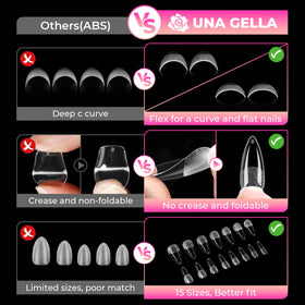 UNA GELLA Stiletto Gel Nail Tips applied on nails