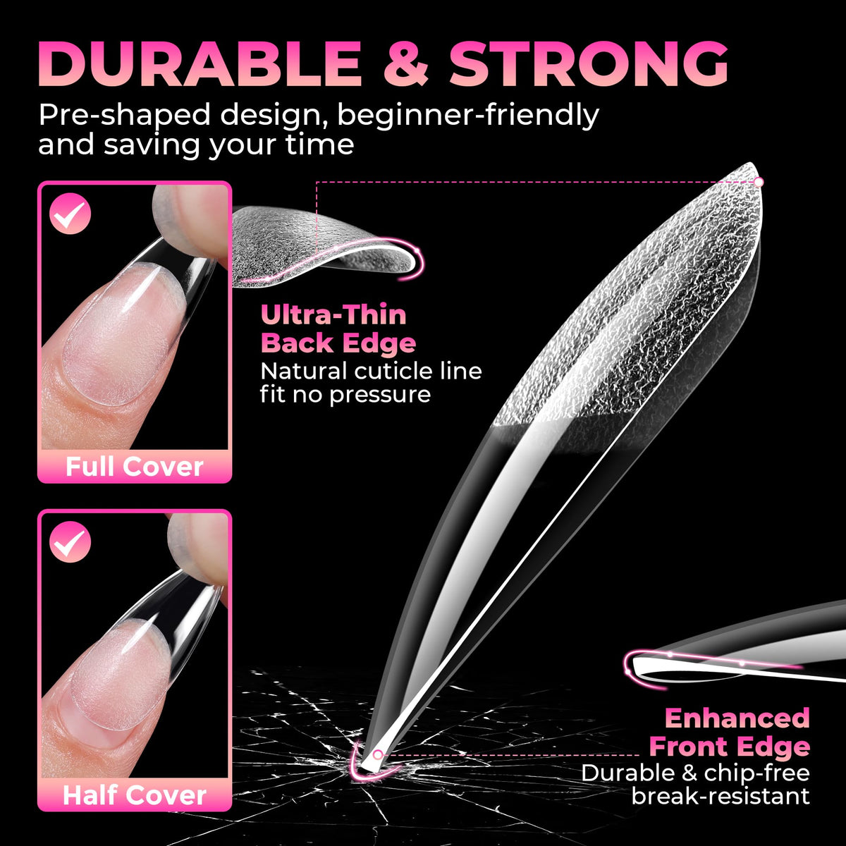UNA GELLA Stiletto Gel Nail Tips in packaging