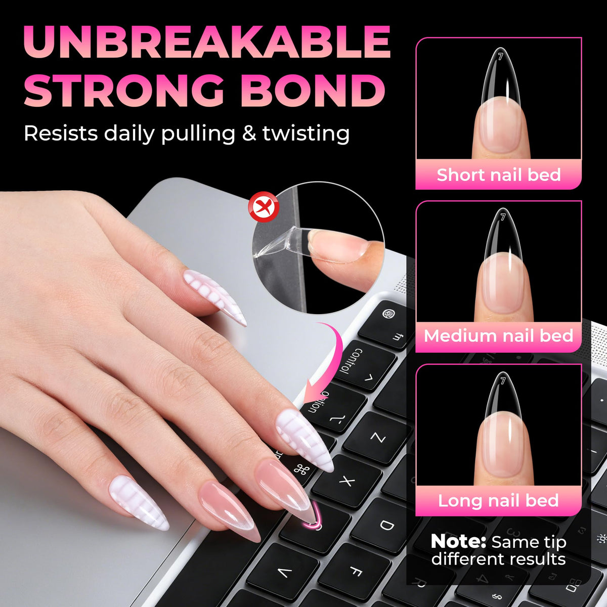UNA GELLA Stiletto Gel Nail Tips with nail art accessories