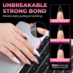 UNA GELLA Stiletto Gel Nail Tips with nail art accessories