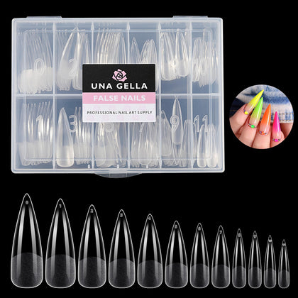 UNA GELLA Stiletto XXL Nail Tips front view with packaging