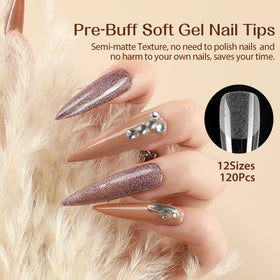 UNA GELLA Stiletto XXL Nail Tips laid out on a table