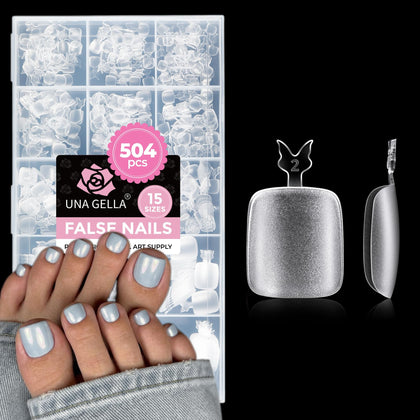 UNA GELLA Toe Nail Tips 504Pcs full cover matte soft gel front view