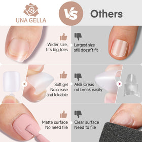 UNA GELLA Toe Nail Tips arranged by size