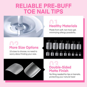 UNA GELLA Toe Nail Tips being applied on toenails