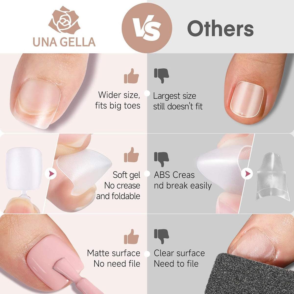 UNA GELLA Toe Nail Tips close-up of soft gel material